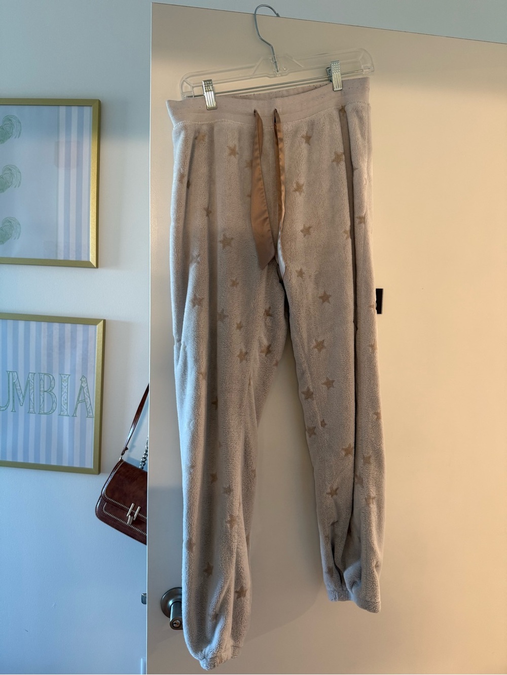 Zsupply Cozy Star Pattern Plush Joggers - Taupe